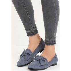 Mokasyny damskie: Niebieskie Mokasyny Bowknot