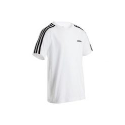 Koszulka chłopięca z 3 paskami adidas biała. Białe t-shirty chłopięce Adidas, w paski, z bawełny, bez rękawów. Za 69,99 zł.