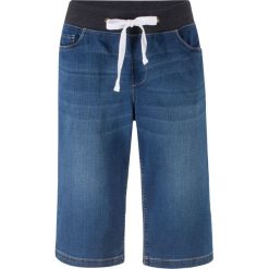 Bermudy BOYFRIEND z elastycznym paskiem bonprix niebieski "stone”. Niebieskie szorty damskie bonprix, z jeansu. Za 44,99 zł.