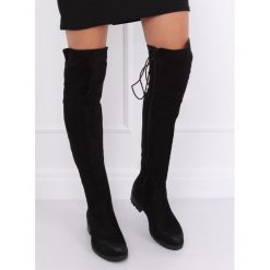 Oficerki z elastyczną cholewką czarne F2020 BLACK. Czarne kozaki damskie FunKee.pl, na co dzień, z tkaniny, bez obcasa, na sznurówki. Za 125,99 zł.