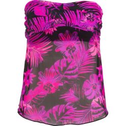 Top plażowy tankini bonprix czarno-różowy z nadrukiem. Czarne stroje kąpielowe damskie bonprix, z nadrukiem. Za 79,99 zł.