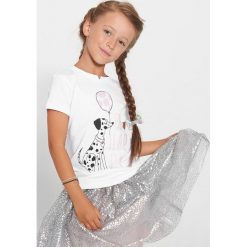 Coccodrillo - T-shirt dziecięcy 92-122 cm. Białe bluzki dziewczęce COCCODRILLO, z nadrukiem, z dzianiny, z okrągłym kołnierzem, z krótkim rękawem, krótkie, bez kaptura. Za 39,90 zł.
