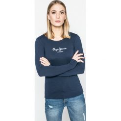 Pepe Jeans - Bluzka New Virginia. Szare bluzki asymetryczne Pepe Jeans, l, z nadrukiem, z bawełny, casualowe, z okrągłym kołnierzem. W wyprzedaży za 89,90 zł.