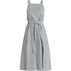 Madewell STRIPE APRON MIDI DRESS WITH TIE Długa sukienka deep shadow. Szare długie sukienki Madewell, z bawełny, z długim rękawem. Za 629,00 zł.