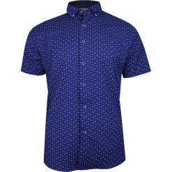 Niebieska Koszula Męska w Białe Kwiaty, Taliowana -TO-ON- Krótki Rękaw, Slim Fit, Motyw Florystyczny KSKWTOONkwiateknieb. Niebieskie koszule męskie TO-ON, m, w kwiaty, z materiału, eleganckie, bez kołnierzyka, z krótkim rękawem. Za 89,00 zł.