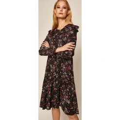 Medicine - Sukienka Boho Breeze. Czarne sukienki damskie MEDICINE, na co dzień, s, w kwiaty, z wiskozy, casualowe, z okrągłym kołnierzem, z długim rękawem, długie, mini, proste. Za 179,90 zł.