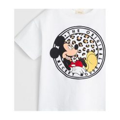 Mango Kids - T-shirt dziecięcy Original 110-164 cm. Białe bluzki dziewczęce Mango Kids, z nadrukiem, z bawełny, z okrągłym kołnierzem, z krótkim rękawem, krótkie, bez kaptura. Za 59,90 zł.
