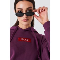Bluzy damskie: NA-KD Trend Bluza z kapturem i logo NA-KD – Purple