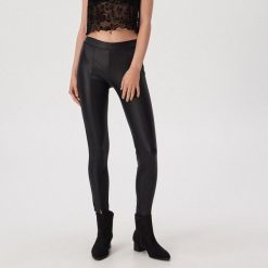 Legginsy z rozcięciami - Czarny. Czarne legginsy damskie Sinsay, xl, bez wzorów. Za 59,99 zł.