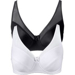 Biustonosz (2 szt.) bonprix czarny + biały. Białe biustonosze bardotka bonprix, z tiulu. Za 69,98 zł.