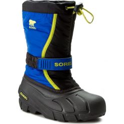 Śniegowce SOREL - Youth Flurry NY1885 Black/Super Blue 014. Niebieskie buty chłopięce zimowe marki Sorel, bez zapięcia. W wyprzedaży za 189,00 zł.