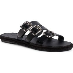 Espadryle MANEBI - Leather Sandals S 2.1 Y0 Black W Triple Buckle. Czarne espadryle damskie Manebi, bez wzorów, ze skóry ekologicznej, bez obcasa. Za 649,00 zł.