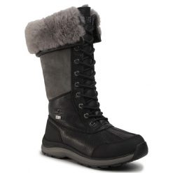 Śniegowce UGG - W Adirondack Boot Tall III 1095142 Blk. Szare kozaki damskie Ugg, na zimę, z wełny, bez obcasa, bez zapięcia. W wyprzedaży za 909,00 zł.