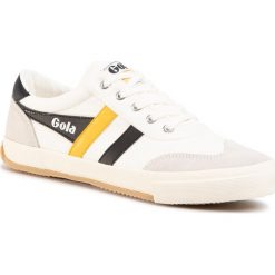 Tenisówki GOLA - Badminton CMA548 Off White/Black/Sun. Brązowe półbuty męskie Gola, bez wzorów, ze skóry, bez zapięcia. Za 269,00 zł.