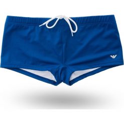 KĄPIELÓWKI Emporio Armani. Niebieskie kąpielówki męskie m, z nadrukiem, z materiału. Za 219,00 zł.