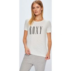 Roxy - Top. Białe topy damskie marki Roxy, s, z nadrukiem, z bawełny, z okrągłym kołnierzem. W wyprzedaży za 59,90 zł.