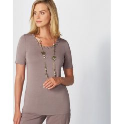 T-shirty damskie: Gładki T-shirt z okrągłym dekoltem i krótkim rękawem