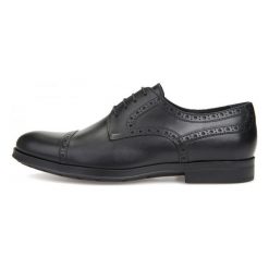 Geox Półbuty Męskie Hilstone 2fit, 45, Czarne. Czarne derby męskie Geox, ze skóry. Za 589,00 zł.