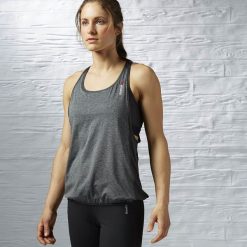 Topy sportowe damskie: Reebok Koszulka damska OS Long Bra Top szary r. L (AJ0624)