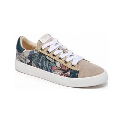 Sneakersy w kolorze beżowym ze wzorem. Brązowe sneakersy damskie Melissa, Pepe Jeans, z materiału. W wyprzedaży za 129,95 zł.