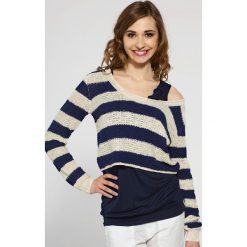 Review- Sweter. Niebieskie swetry klasyczne damskie marki Review, m, z bawełny. Za 159,90 zł.