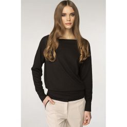 Sweter z dekoltem w łódkę - czarny. Czarne swetry damskie NIFE, xl, bez wzorów, z poliesteru, bez rękawów, bez kaptura. Za 139,00 zł.