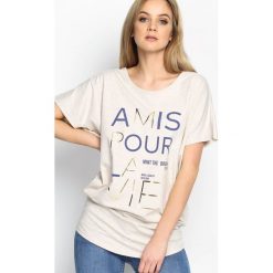 Bluzki, topy, tuniki: Beżowy T-shirt Life Is Life