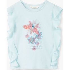 Mango Kids - Top dziecięcy Diary 110-164 cm. Szare topy damskie marki Mango Kids, z nadrukiem, z bawełny, z okrągłym kołnierzem. W wyprzedaży za 39,90 zł.