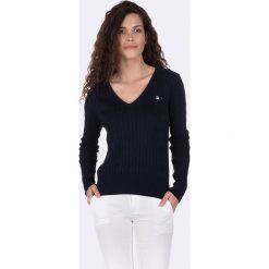 Sweter w kolorze granatowym. Niebieskie swetry damskie Giorgio di Mare, s, bez wzorów, z bawełny, bez rękawów, bez kaptura. W wyprzedaży za 149,95 zł.