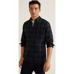 Mango Man - Koszula Ramses. Czarne koszule męskie na spinki Mango Man, l, w kratkę, z bawełny, button down, z długim rękawem. Za 139,90 zł.