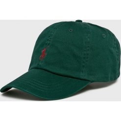 Polo Ralph Lauren - Czapka. Zielone czapki męskie Polo Ralph Lauren, bez wzorów, z bawełny. W wyprzedaży za 129,90 zł.