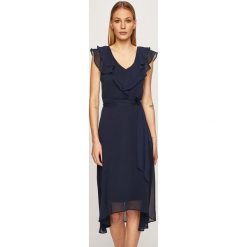 Dkny - Sukienka. Niebieskie sukienki damskie DKNY, bez wzorów, z poliesteru, bez kołnierzyka, bez rękawów, mini, rozkloszowane. W wyprzedaży za 499,90 zł.