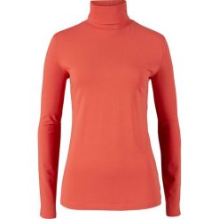 Shirt ze stretchem i golfem, długi rękaw bonprix czerwony cynamonowy. Czerwone koszulki damskie bonprix, bez wzorów, z golfem. Za 49,99 zł.