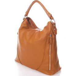 Torebki klasyczne damskie: Skórzana torebka w kolorze jasnobrązowym – 40 x 28 x 15 cm