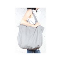Big Lazy bag jasnoszara bardzo duża torba z grubej bawełny na zamek. Szare torebki klasyczne damskie Hairoo, w paski, z bawełny, duże, bez dodatków. Za 205,00 zł.