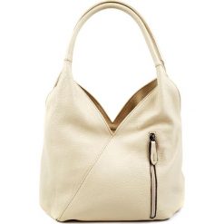 Torebki klasyczne damskie: Skórzana torebka w kolorze beżowym – (S)38 x (W)38 x (G)19 cm