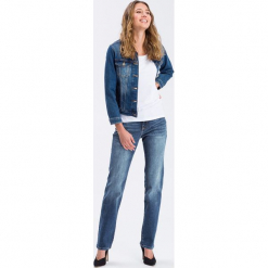 Dżinsy "Rose" - Regular fit - w kolorze niebieskim. Niebieskie spodnie z wysokim stanem marki Cross Jeans, z aplikacjami. W wyprzedaży za 136,95 zł.