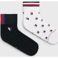 Tommy Hilfiger - Skarpetki dziecięce (2 pack). Białe skarpetki dziewczęce TOMMY HILFIGER, bez wzorów, z elastanu. W wyprzedaży za 29,90 zł.