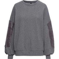 Bluza ze sztucznym futerkiem bonprix szary melanż. Szare bluzy damskie bonprix, bez wzorów, bez rękawów, bez kaptura. Za 54,99 zł.
