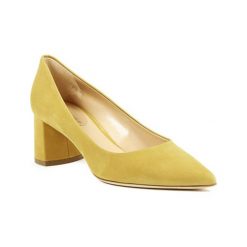 Buty ślubne damskie: Skórzane czółenka w kolorze żółtym