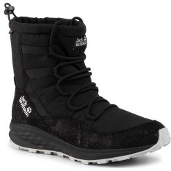 Śniegowce JACK WOLFSKIN - Nevada Texapore Mid W 4035811 Black/Black. Czarne kozaki damskie Jack Wolfskin, na zimę, ze skóry, na niskim obcasie, bez zapięcia. Za 519,00 zł.
