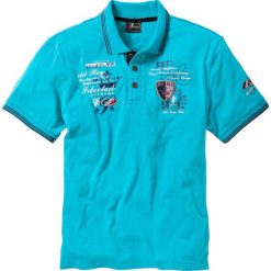 Shirt polo z efektownym zdobieniem bonprix błękit laguny. Niebieskie koszulki męskie bonprix, s, z aplikacjami, z krótkim rękawem. Za 49,99 zł.
