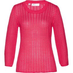 Sweter bonprix różowy hibiskus. Różowe swetry damskie bonprix, na lato, bez wzorów, z dzianiny, bez rękawów, bez kaptura. Za 59,99 zł.