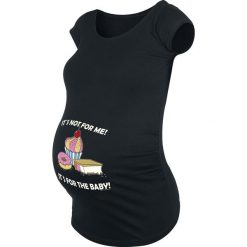 Odzież ciążowa It`s Not For Me! It`s For The Baby! T-Shirt czarny. Czarna bluzki damskie marki Odzież ciążowa, s, z nadrukiem, z okrągłym kołnierzem. Za 74,90 zł.