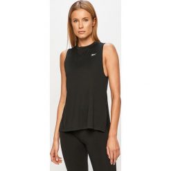 Reebok - Top. Czarne topy damskie Reebok, s, z aplikacjami, z elastanu, bez rękawów. Za 89,90 zł.
