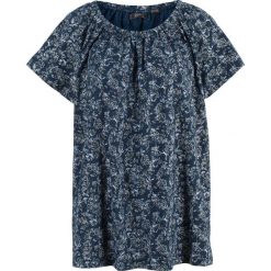 Shirt z dekoltem carmen bonprix ciemnoniebieski z nadrukiem. Niebieskie koszulki damskie bonprix, z nadrukiem, bez kołnierzyka. Za 54,99 zł.