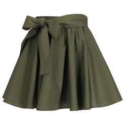 Spódnica trapezowa Liu Jo F19385 T4037. Zielone spódniczki damskie Liu Jo, bez wzorów, z bawełny, mini, trapezowe. W wyprzedaży za 359,00 zł.