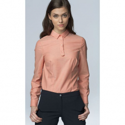 Łososioea Elegancka Koszulowa Bluzka z Klasycznym Kołnierzykiem. Czerwone bluzki koszulowe Molly.pl, xs, z materiału, eleganckie. Za 105,90 zł.