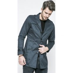 Selected - Płaszcz. Niebieskie płaszcze męskie marki Selected, xl, w paski, z bawełny, klasyczne, bez kaptura. W wyprzedaży za 279,90 zł.