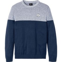Sweter z okrągłym dekoltem bonprix indygo melanż - ciemnoniebieski. Niebieskie swetry męskie bonprix, s, melanż, sportowe, z okrągłym kołnierzem. Za 89,99 zł.